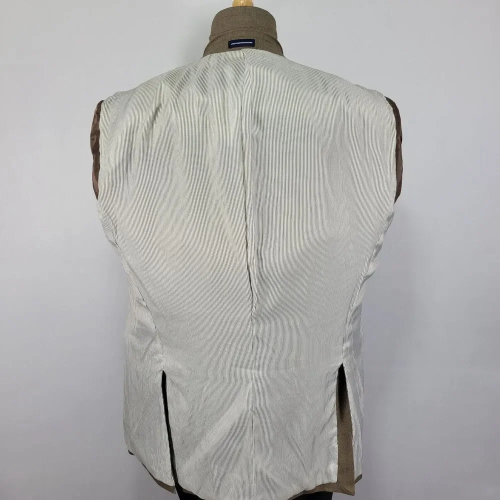 Stafford Essentials Mens Sport Coat Blazer Two Button Olive Green Brown Poly 46L